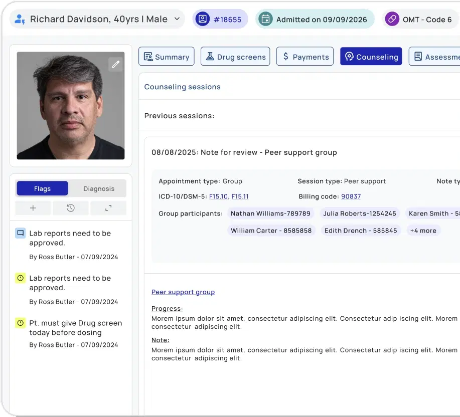 CurerTech EMR patient profile