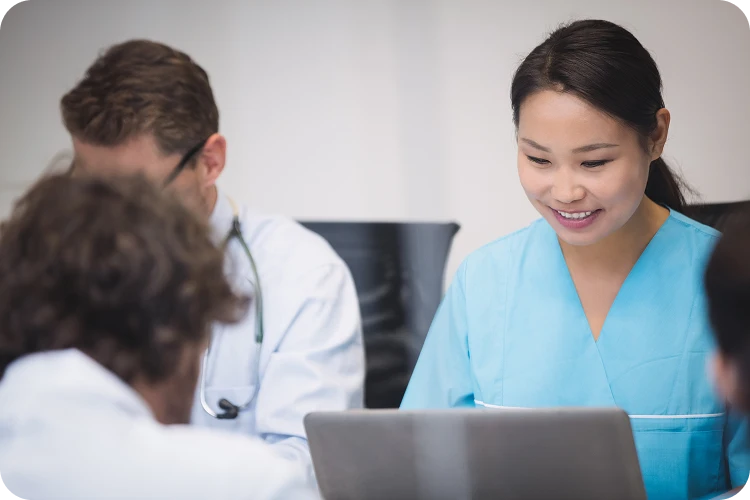 Nurse talking to patient