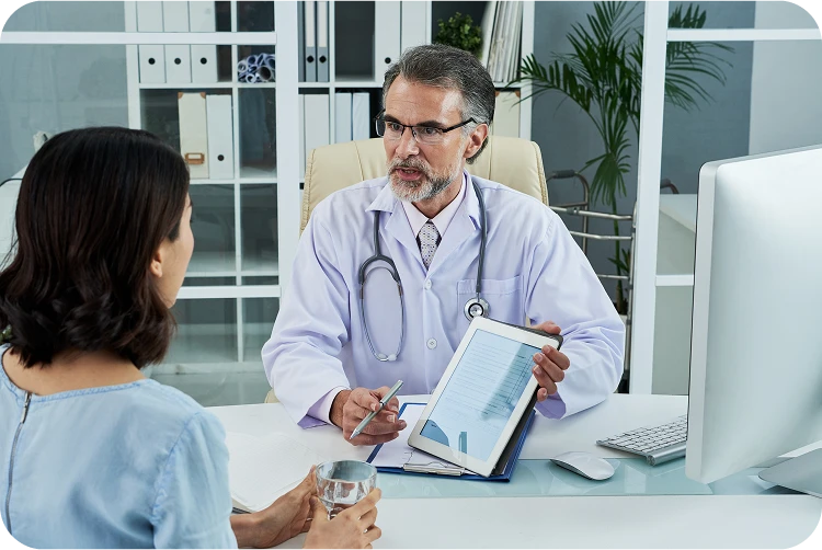 Nurse talking to patient