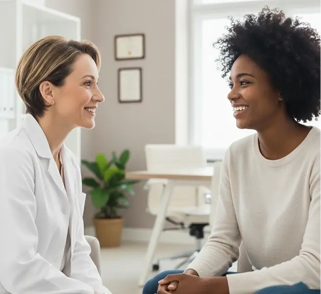 CurerTech clinician in a one-on-one counseling session with a patient